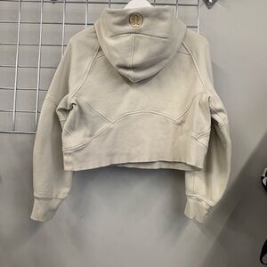 lululemon athletica Cropped Hoodie in Beige with Gold Logo